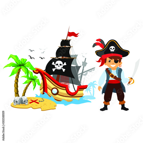 pirates mascot cartoon in vector