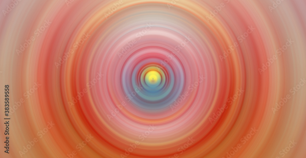 Abstract round red background. Circles from the center point. Image of diverging circles. Rotation that creates circles.