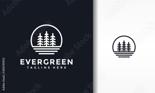 simple circle fir tree logo