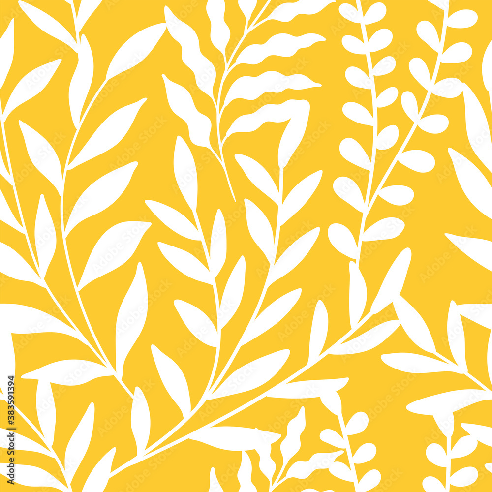 Seamless pattern with tropical leaves. Vector botanical illustration. Summer background for print, wallpaper, fabric. Seamless pattern with tropical leaves. Vector botanical illustration. Summer background for print, wallpaper, fabric.