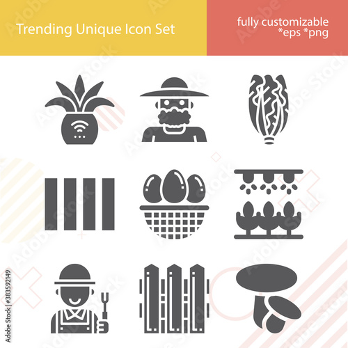 Simple set of farmers related filled icons.