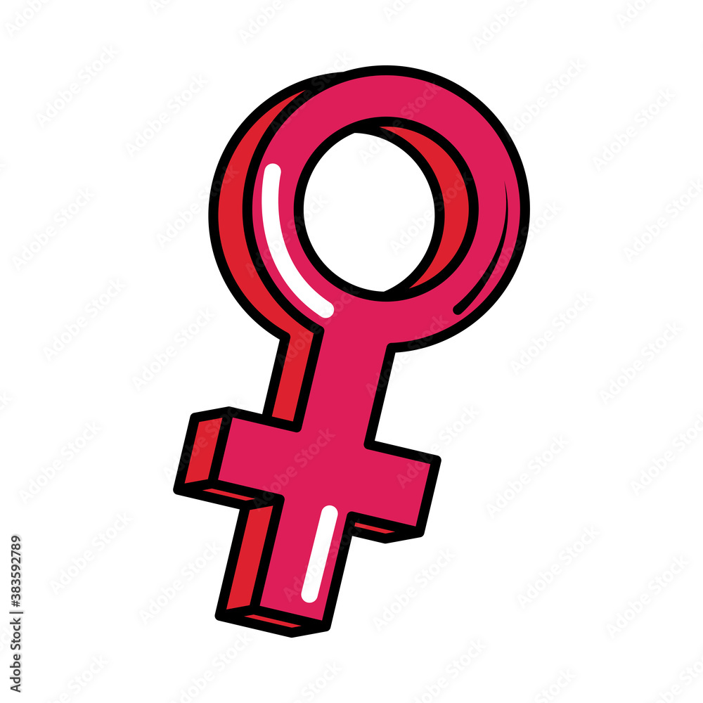 female gender sign pop art comic style, flat icon female gender sign pop art comic style, flat icon