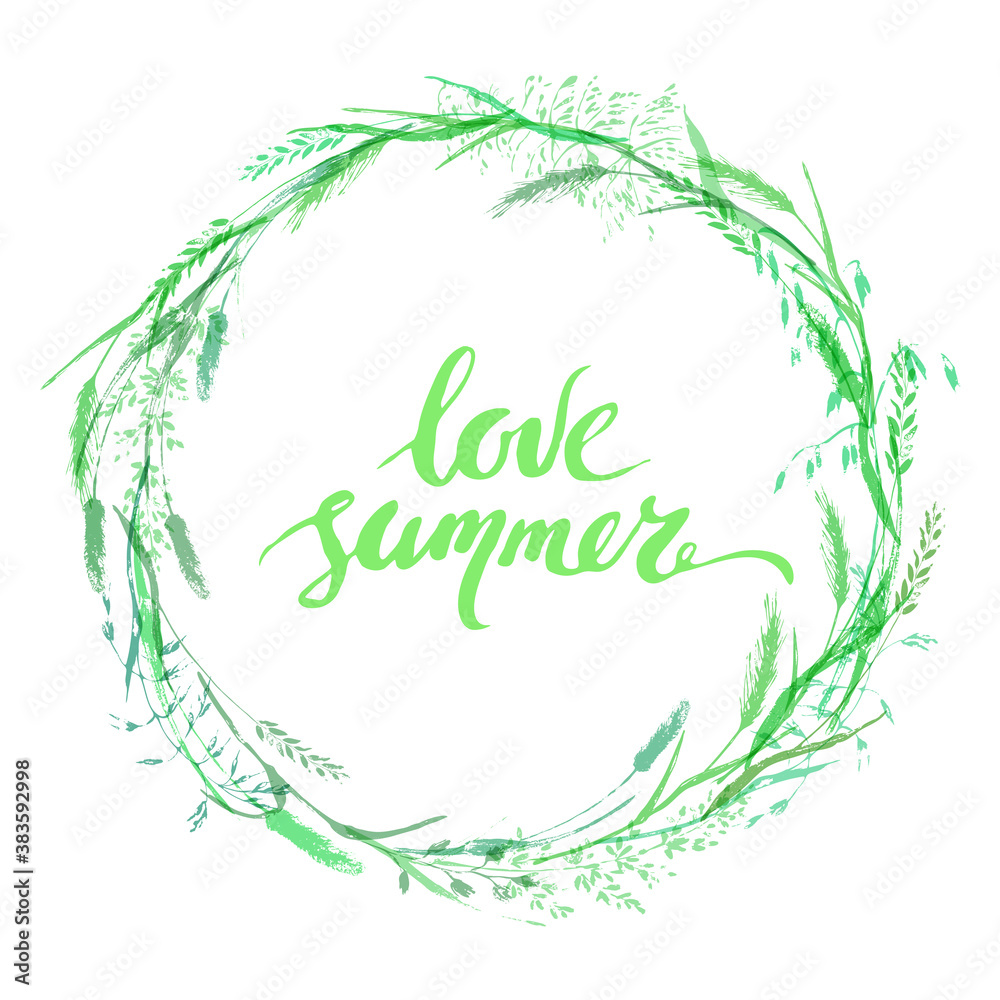 Meadow grass round wreath with lettering Meadow grass round wreath with lettering