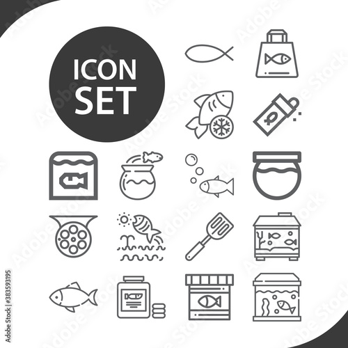 Simple set of fishes related lineal icons.