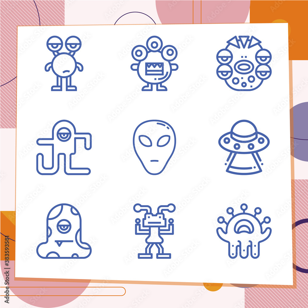 Simple set of 9 icons related to au pair