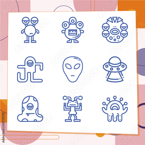 Simple set of 9 icons related to au pair