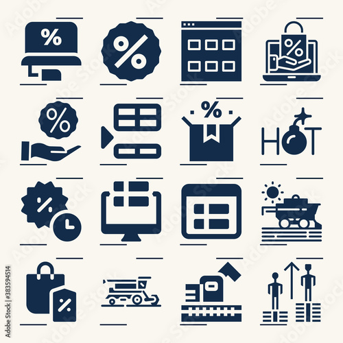 Simple set of advantages related filled icons.
