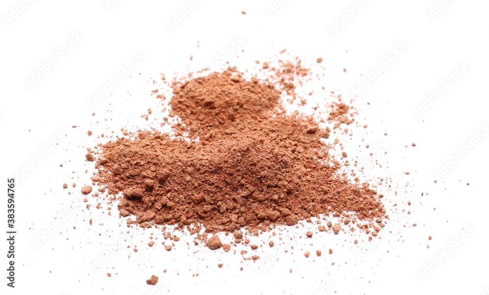 Face powder makeup in shape heart isolated on white background Face powder makeup in shape heart isolated on white background