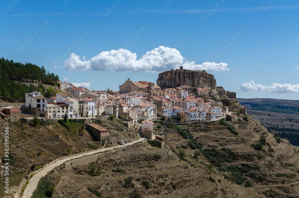 Obraz premium City landscape of the medieval village of Ares del Maestre, Castellon, Spain