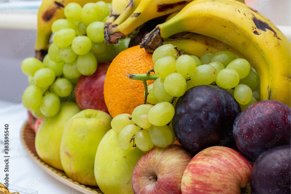 fruits and berries on the table close up