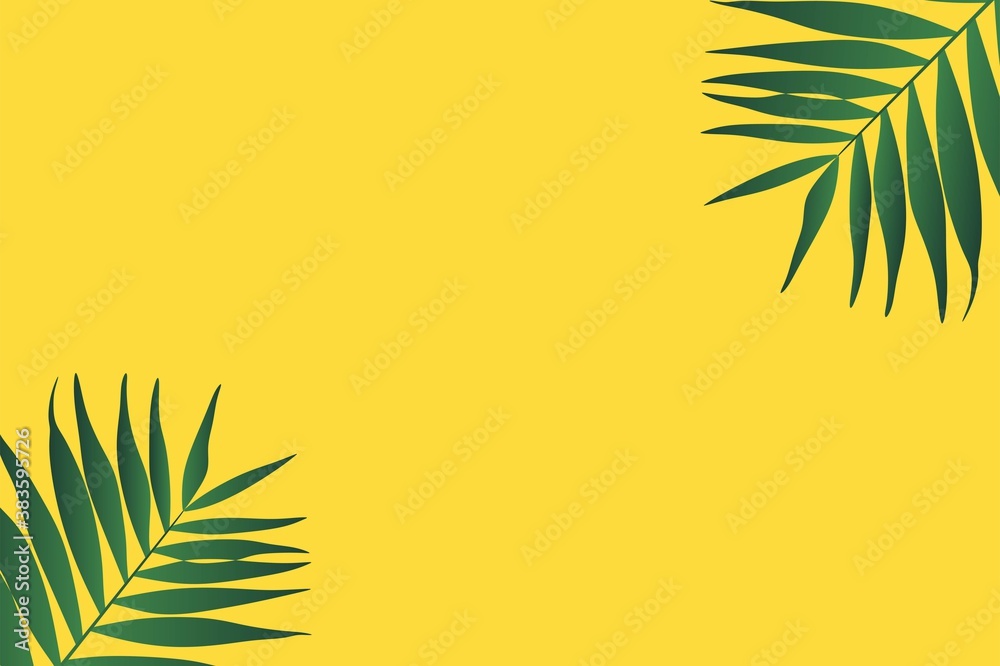 Print summer exotic jungle plant tropical palm leaves. Pattern, seamless floral vector on the yellow geometric background. Nature wallpaper. Print summer exotic jungle plant tropical palm leaves. Pattern, seamless floral vector on the yellow geometric background. Nature wallpaper.