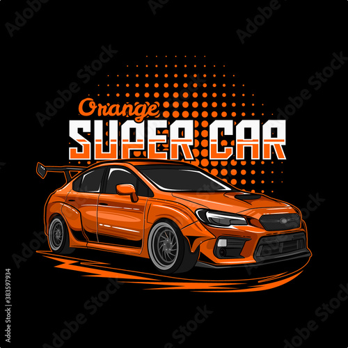 orange super car illustration perfect for tshirt design, poster, sticker, hoodie or other merchandise