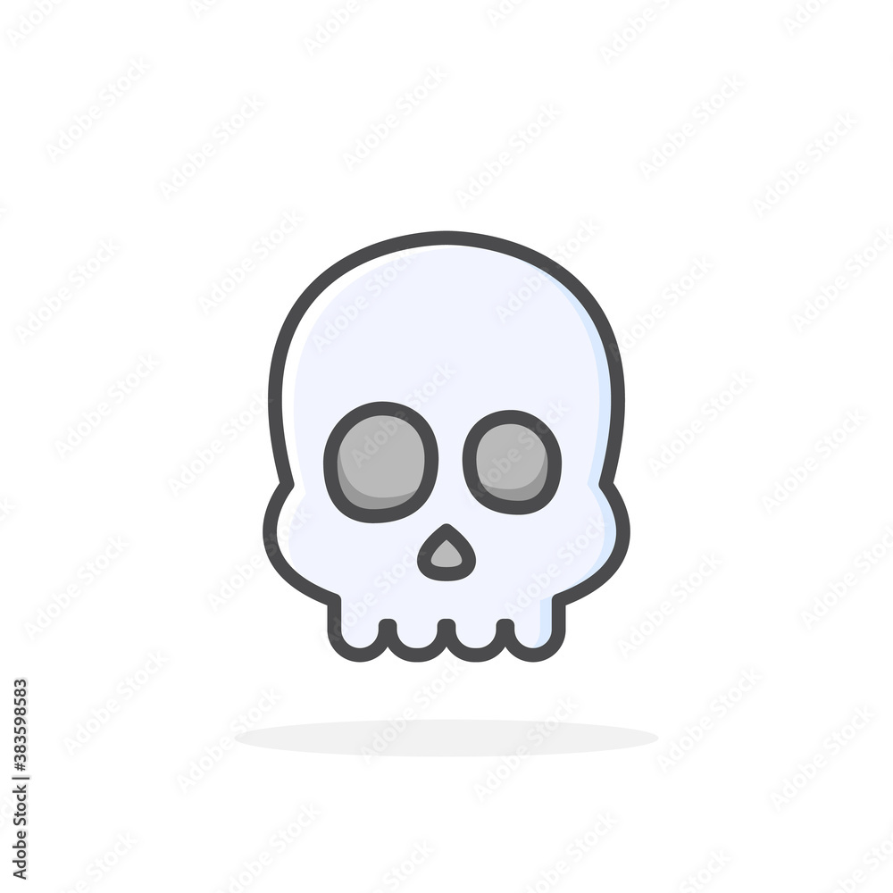 Skull icon in filled outline style. Skull icon in filled outline style.