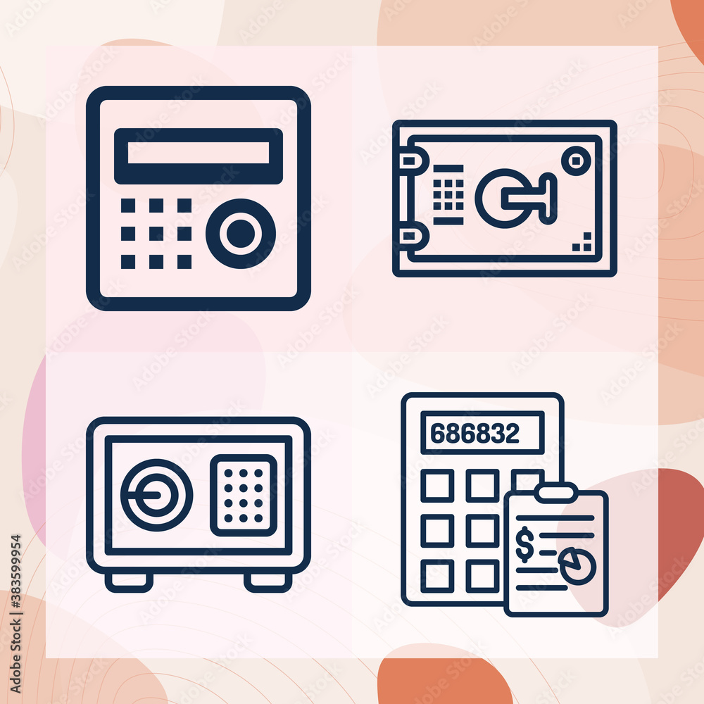 Simple set of savings bank related lineal icons Simple set of savings bank related lineal icons