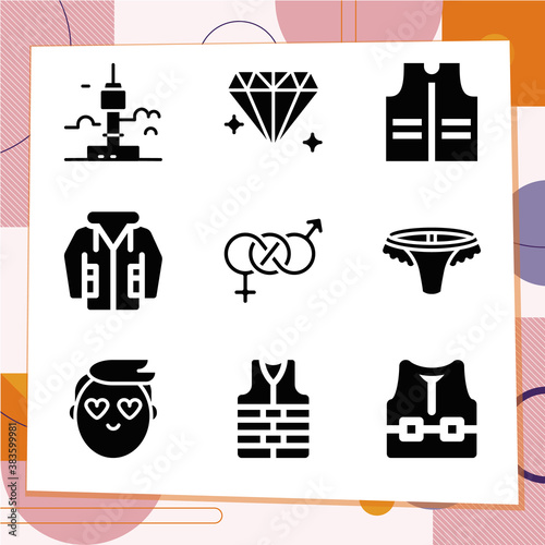 Simple set of 9 icons related to sexes