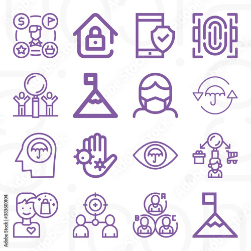 Billede på lærred 16 pack of interventions  lineal web icons set