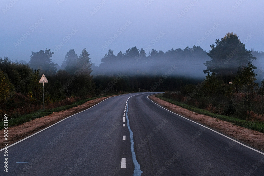 Landscape with the image of a country road