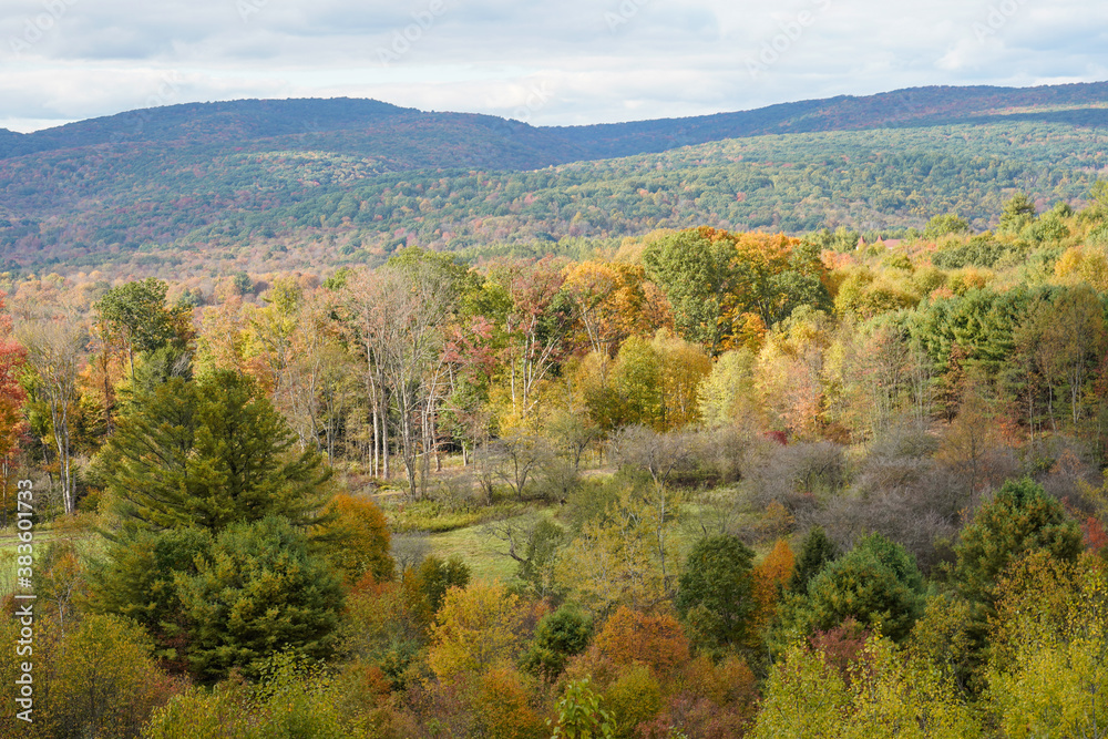 Beautiful scenic view of the mountains in Western Pennsylvania. October, fall foliage.