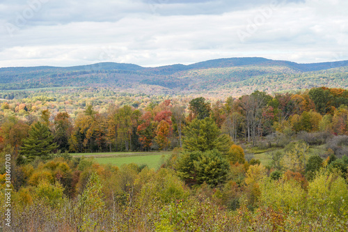 Beautiful scenic view of the mountains in Western Pennsylvania. October  fall foliage.