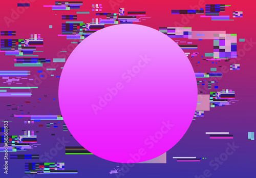 Abstract technology background with datamoshing camera effect. Retro VHS screen like in old video tape rewind Vaporwave and retrowave style vector illustration.