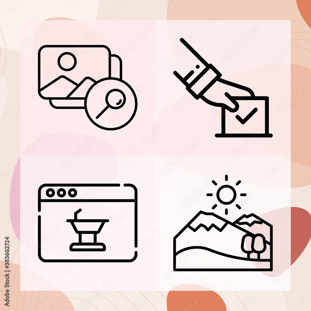 Simple set of placing related lineal icons Simple set of placing related lineal icons