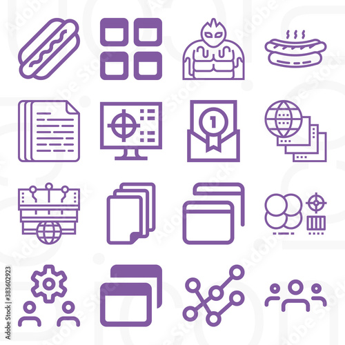 16 pack of variants  lineal web icons set