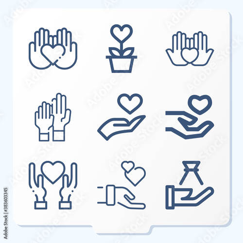 Simple set of 9 icons related to soup kitchen