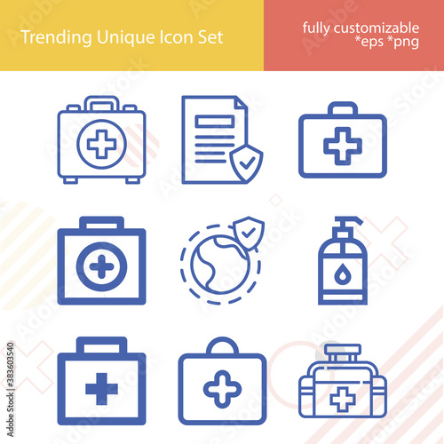 Simple set of medicare related lineal icons.