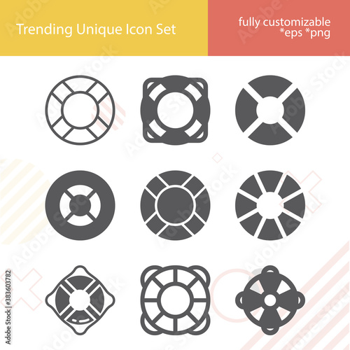 Simple set of lifebuoy related filled icons.