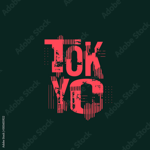 Tokyo hand lettering. Exclusive typographic logo design. Best for t-shirts, greetings, poster design, media