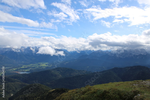 The great view from Krottenkopf Mountain, the highest summit in the Bavarian Estergebirge