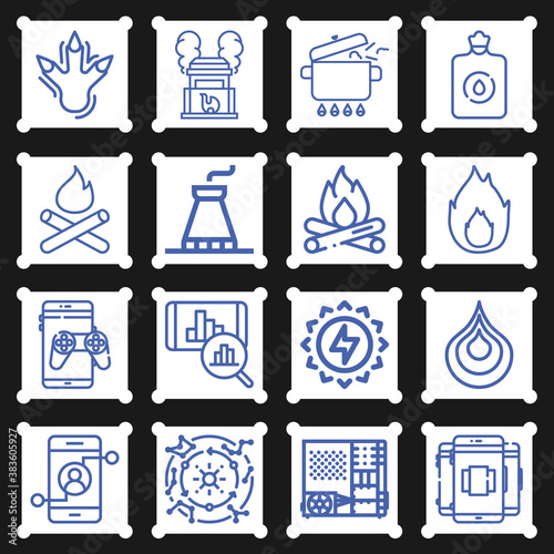 16 pack of heating  lineal web icons set