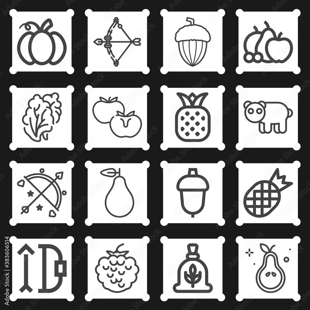 16 pack of yield  lineal web icons set