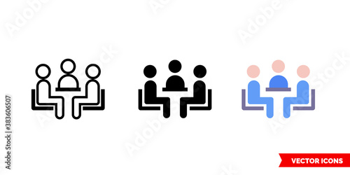Meeting room icon of 3 types color, black and white, outline. Isolated vector sign symbol.