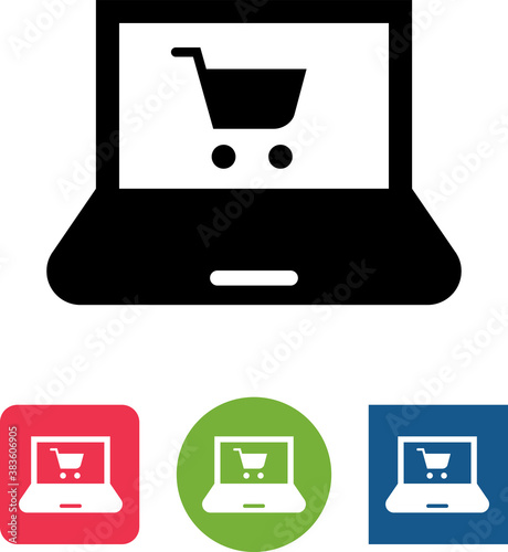 Laptop Computer With Shopping Cart Vector Icon