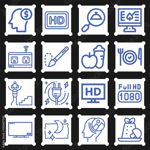 16 pack of intelligent  lineal web icons set