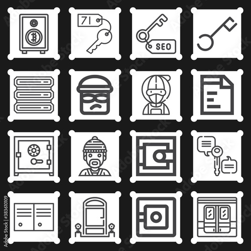 16 pack of rousseau lineal web icons set