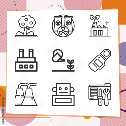Simple set of 9 icons related to plants