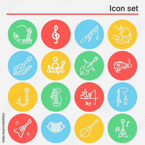 16 pack of freshwater  lineal web icons set