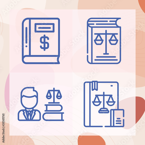 Simple set of law book related lineal icons