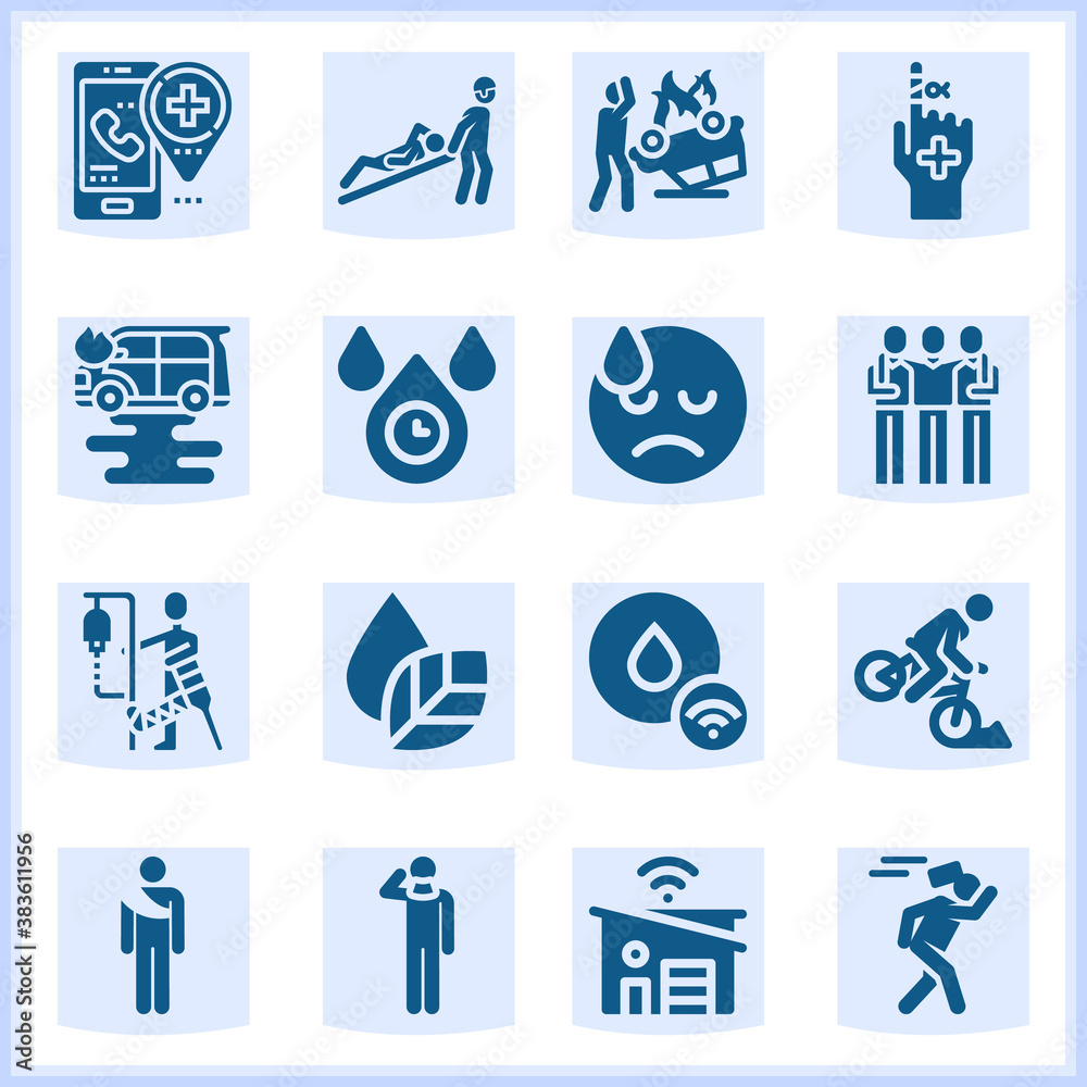 Injuries related simple set. 16 filled Stock Vector | Adobe Stock