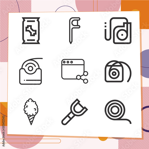 Simple set of 9 icons related to experiences