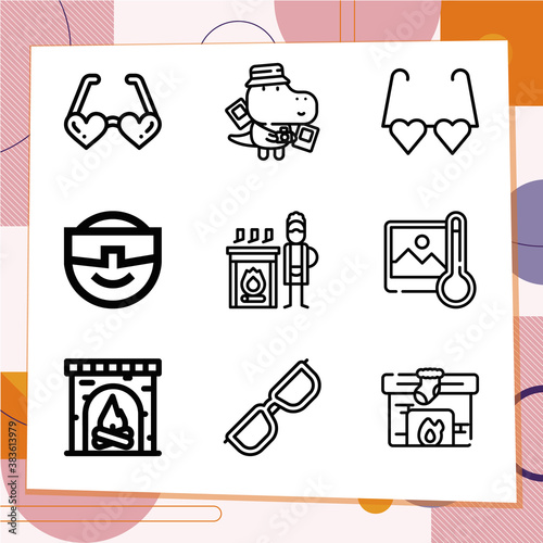 Simple set of 9 icons related to temperate