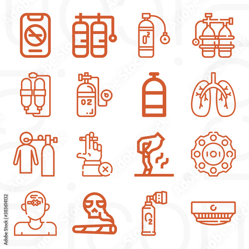 16 pack of respiration  lineal web icons set