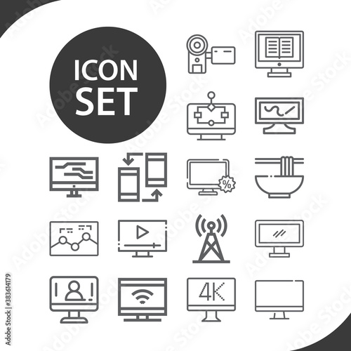 Simple set of television system related lineal icons.