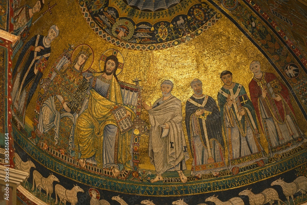 Basilica of Santa Maria in Trastevere,  detail of the golden mosaic decoration