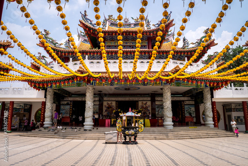 Chinese temple with lanterns