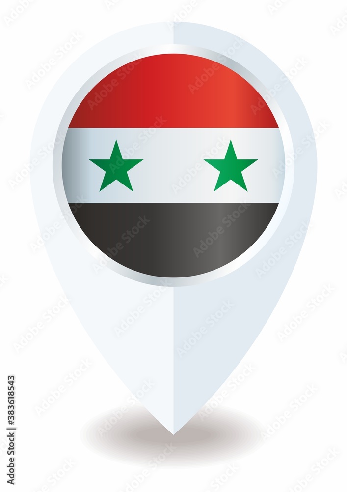 Flag of Syria, location icon for Multipurpose, Syrian Arab Republic. Flag of Syria, location icon for Multipurpose, Syrian Arab Republic.