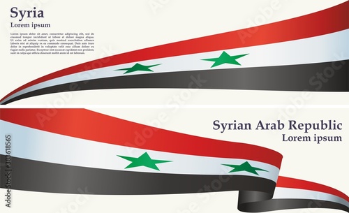 Flag of Syria, Syrian Arab Republic. Template for design award, an official document with the flag of Syria. Bright, colorful vector illustration
