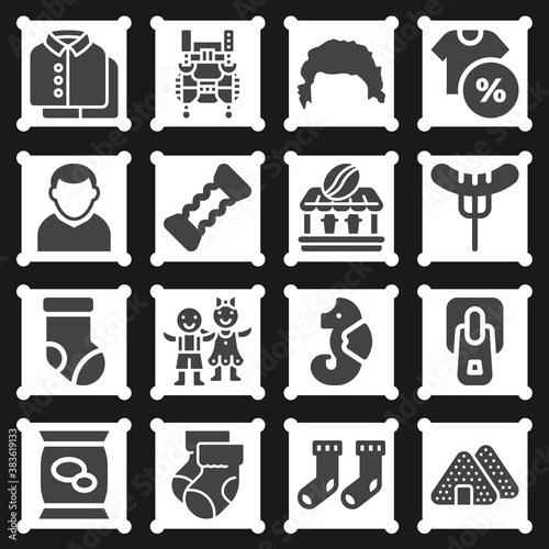 16 pack of wear  filled web icons set